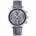 Gray dial watch with silver case and gray leather strap 38mm