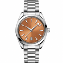 Dress watch with copper dial and stainless steel bracelet, 38mm case size