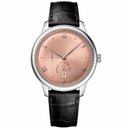 Dress watch with rose gold dial and black leather strap, 41mm case