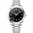 Classic 41mm watch with black dial and stainless steel bracelet