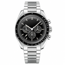 Sport Chronograph Watch with black dial and silver stainless steel bracelet 39.7mm