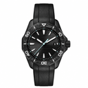 Sport watch with black textured case and black rubber strap