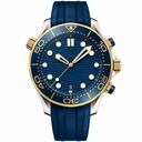 Two-tone diver watch with blue dial and blue rubber strap product photo