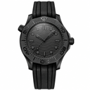 Black diver-style watch with rubber strap 44mm product photo
