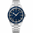 41mm stainless steel watch with blue dial and metal bracelet