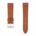 Brown leather watch strap with stainless steel buckle, 21mm width