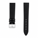 Black leather watch strap with silver buckle, 20mm lug width