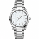 38mm Dress Watch with White Mother-of-Pearl Dial and Silver Metal Bracelet