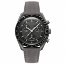 Chronograph watch with grey suede strap and dark dial
